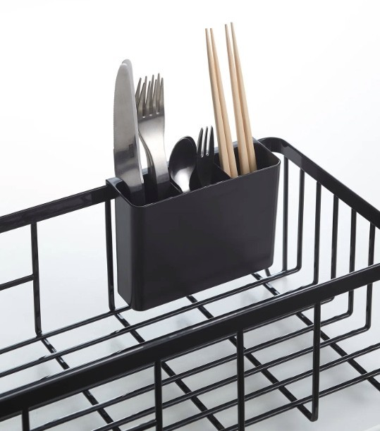 Yamazaki Home Tower Wire Dish Drying Rack Black Compact Steel Kitchen Drainer