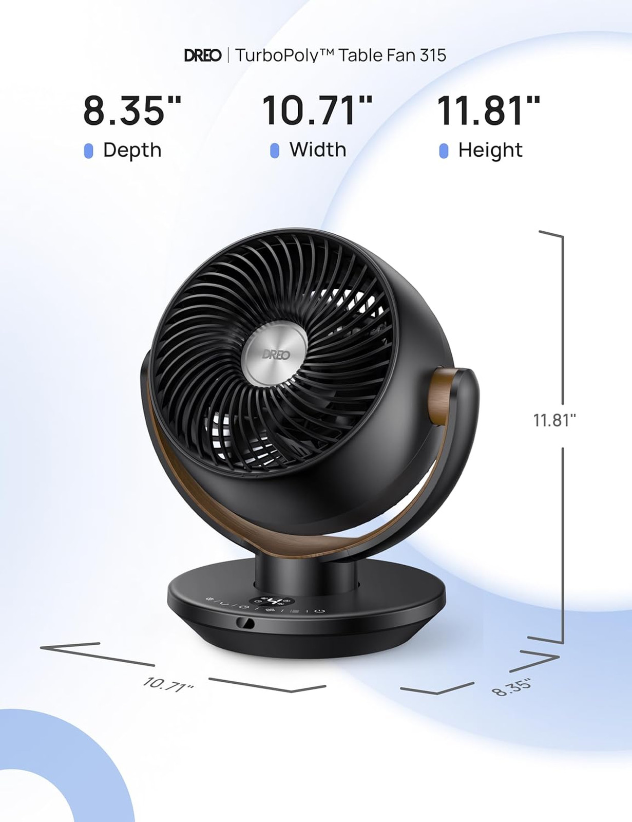 Table Fan with Remote Control, 11 Inch Air Circulator, 750CFM, Oscillating, 4