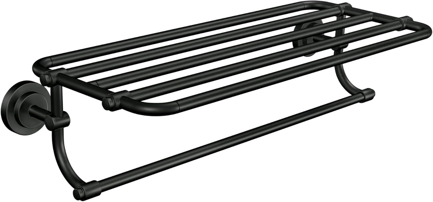 Moen DN0794BL Matte Black Towel Shelf, Wall Mount, Sturdy, Storage, Bathroom