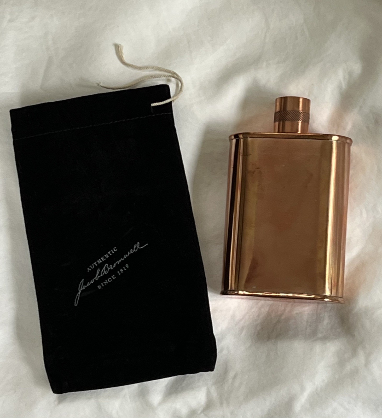 JACOB BROMWELL COPPER FLASK VERMONTER 9oz 5″ TIN-lined Natural Patina