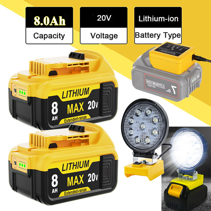 Pack For DeWalt 20V 20 Volt Max 8.0AH Lithium Battery DCB206-2 DCB200-2 DCB204-2