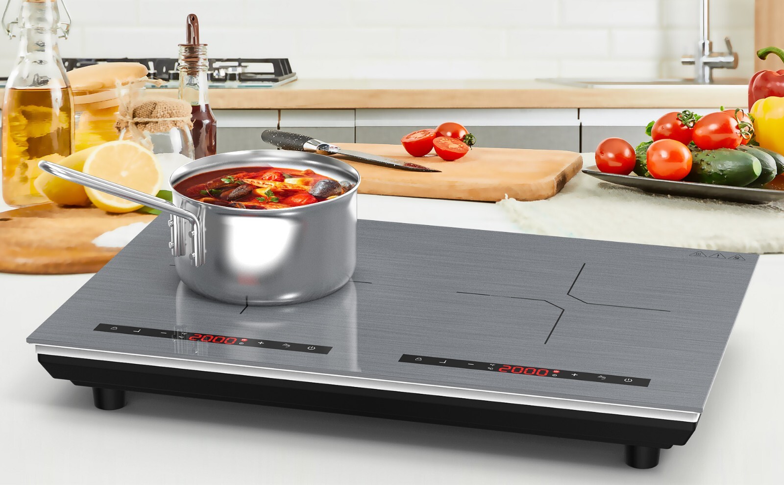 Induction Cooktop Electric Cooktop 2 Burner Electric Stovetop 110V Touch Control