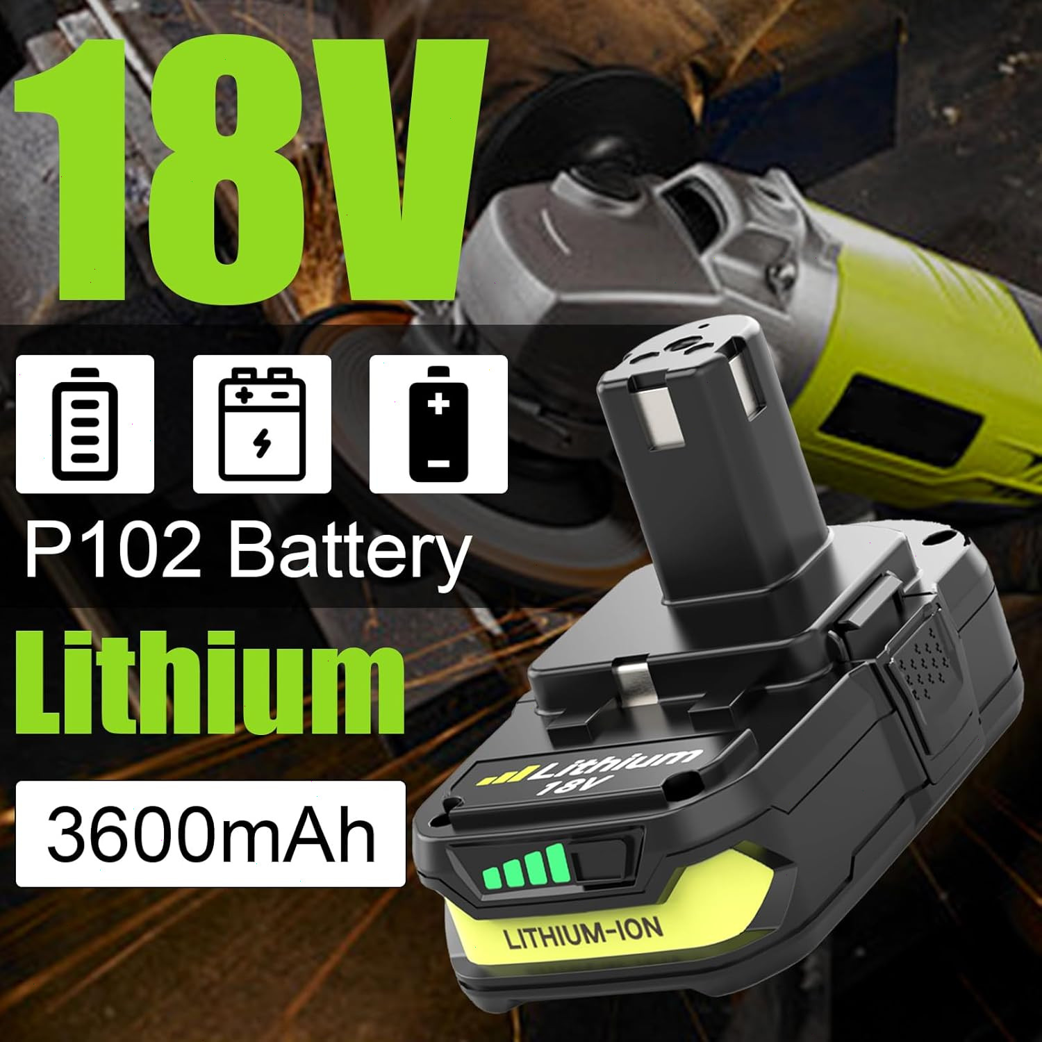 2PACK 3.6Ah For RYOBI 18V Lithium-Ion Battery One Plus Compact P190 P192 P108