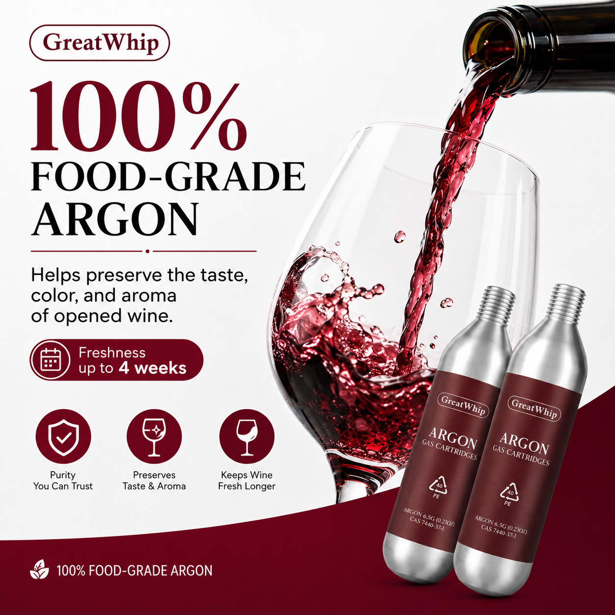 Argon Gas Capsules 10PCS for Coravin Wine Preservation System GreatWhip