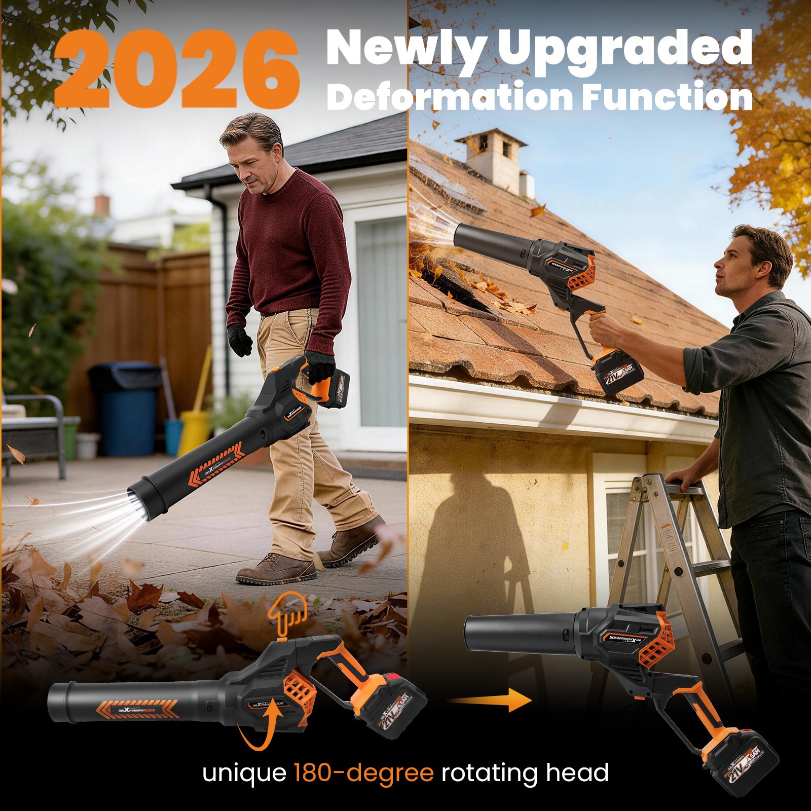 160 MPH Leaf Blower 580 CFM Cordless 2x21V 4500mAh Brushless Lightweight