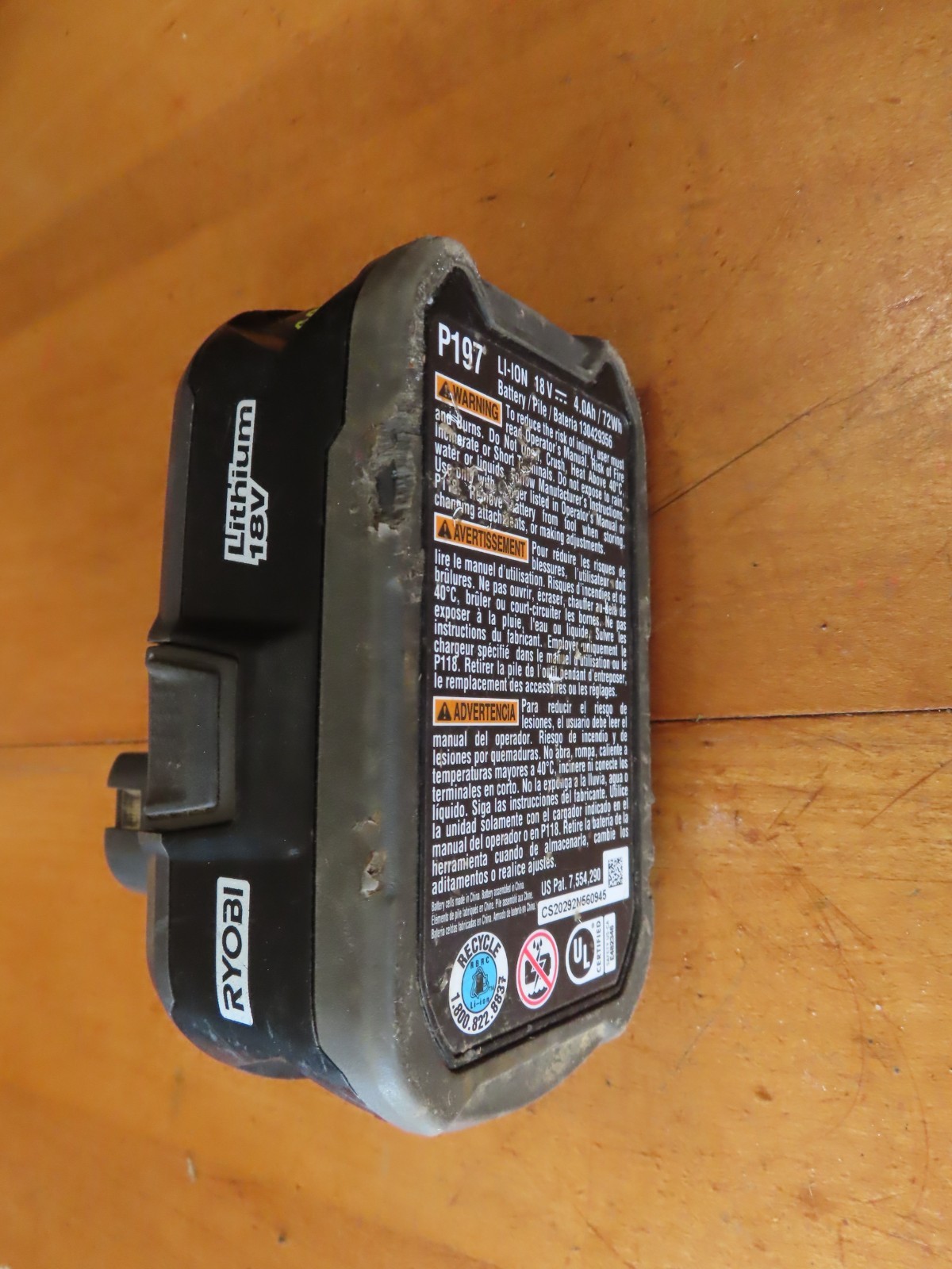 Genuine Ryobi P197 ONE+ 18V 4.0Ah Lithium Battery Parts Or Repair Just Blinks
