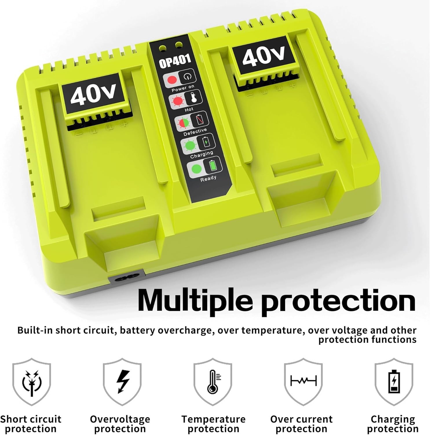 For Ryobi 40V Dual Port Rapid Charger 40 Volt Battery OP401 OP4050 OP4040