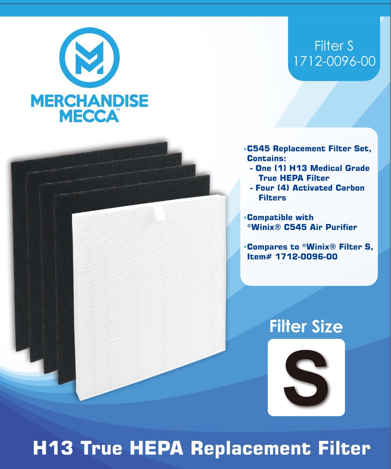 C545 Filter S True HEPA Filter Kit For Winix C545 Replaces 1712-0096-00