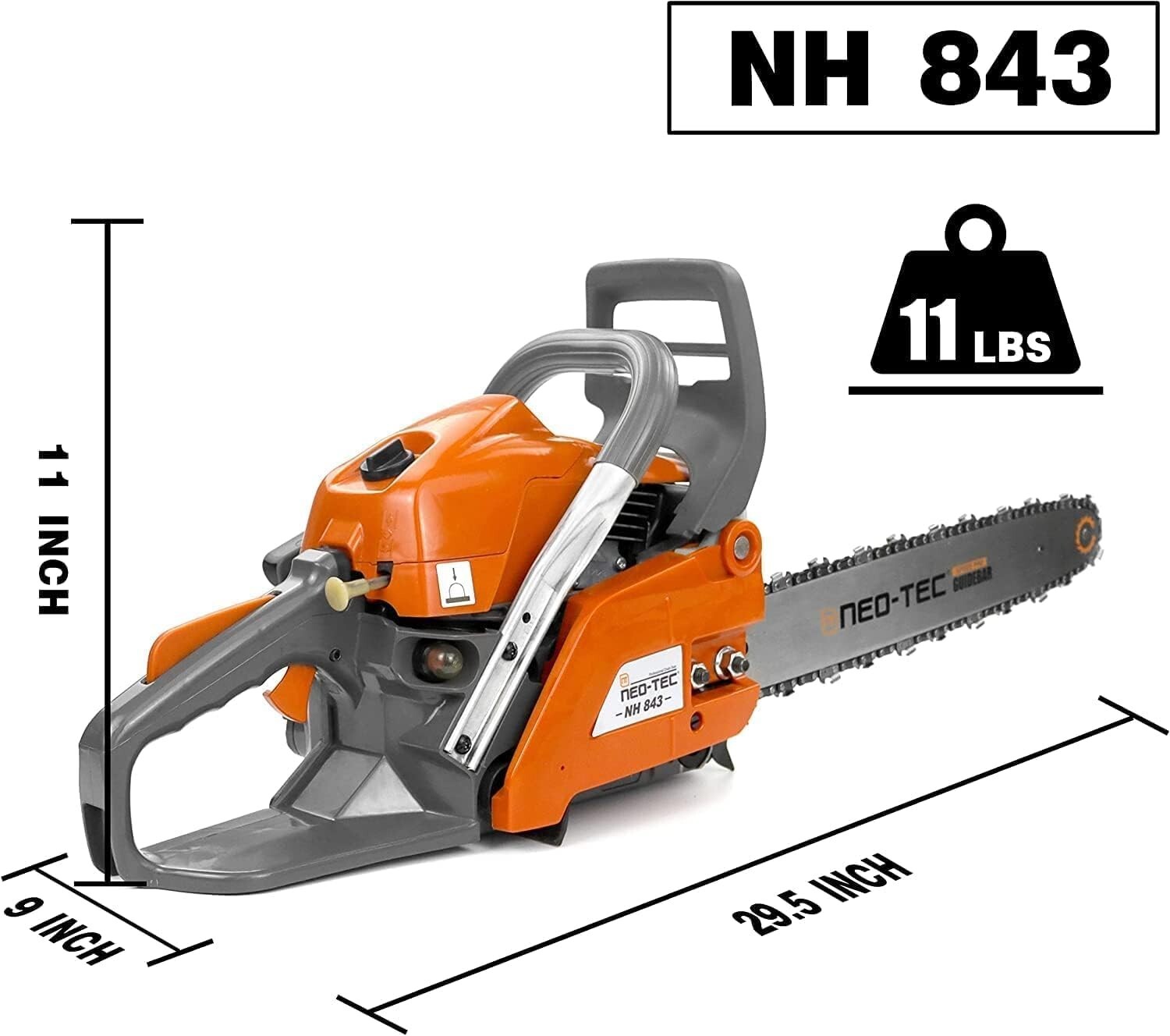 43cc Gas Chainsaw with 16” Guide Bar and Chain Compatible with Husqvarna 543XP