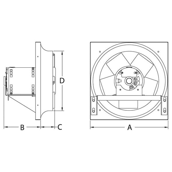 Dayton 10D955 Exhaust Fan, 14In Bl, Alum, 115V