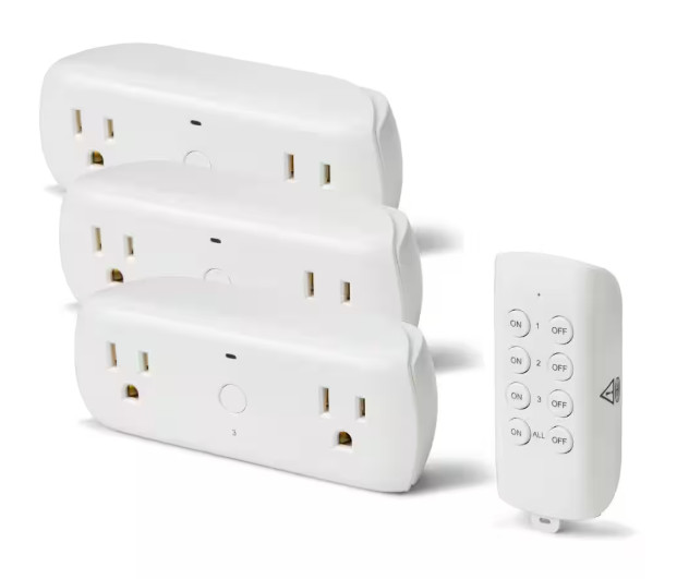 Commercial Electric Wireless Indoor Remote Control AC/DC Adapter, White(3-Pack)