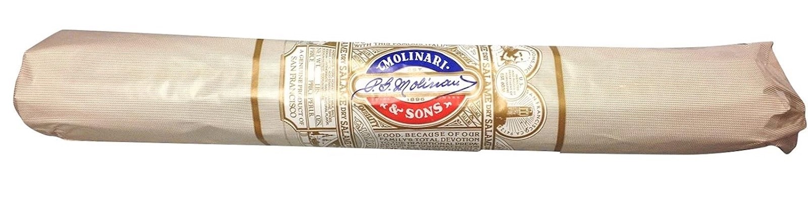 Molinari & Sons San Francisco Italian Dry Salami 3lb Molded Salame Paper Wrapped