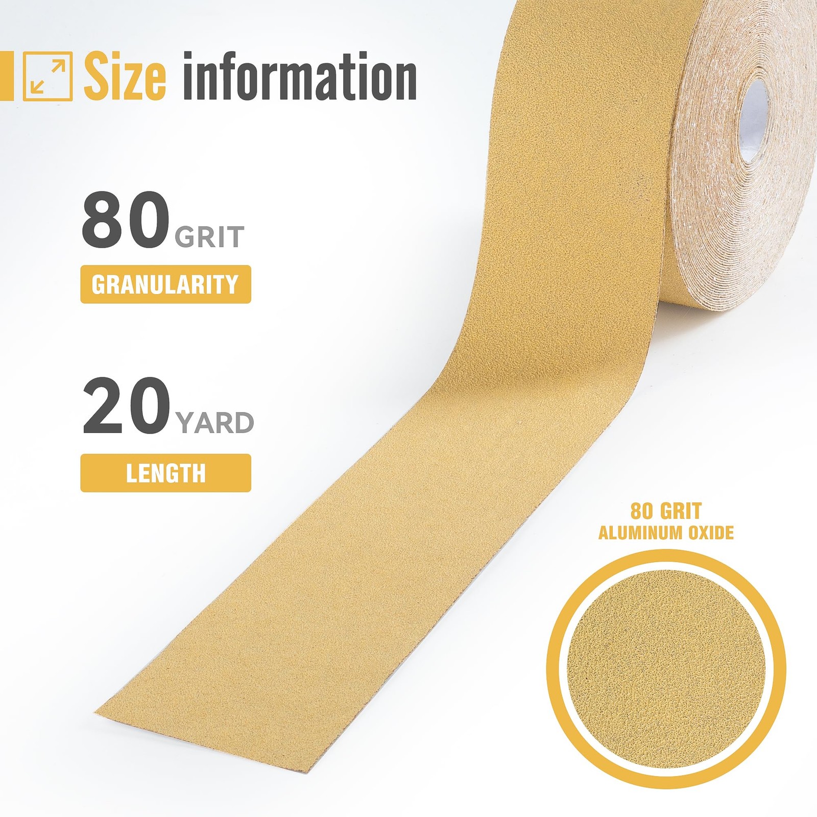 80 Grit Sandpaper Roll 20 Yard Long Continuous Roll,2-3/4” Wide Adhesive Back…