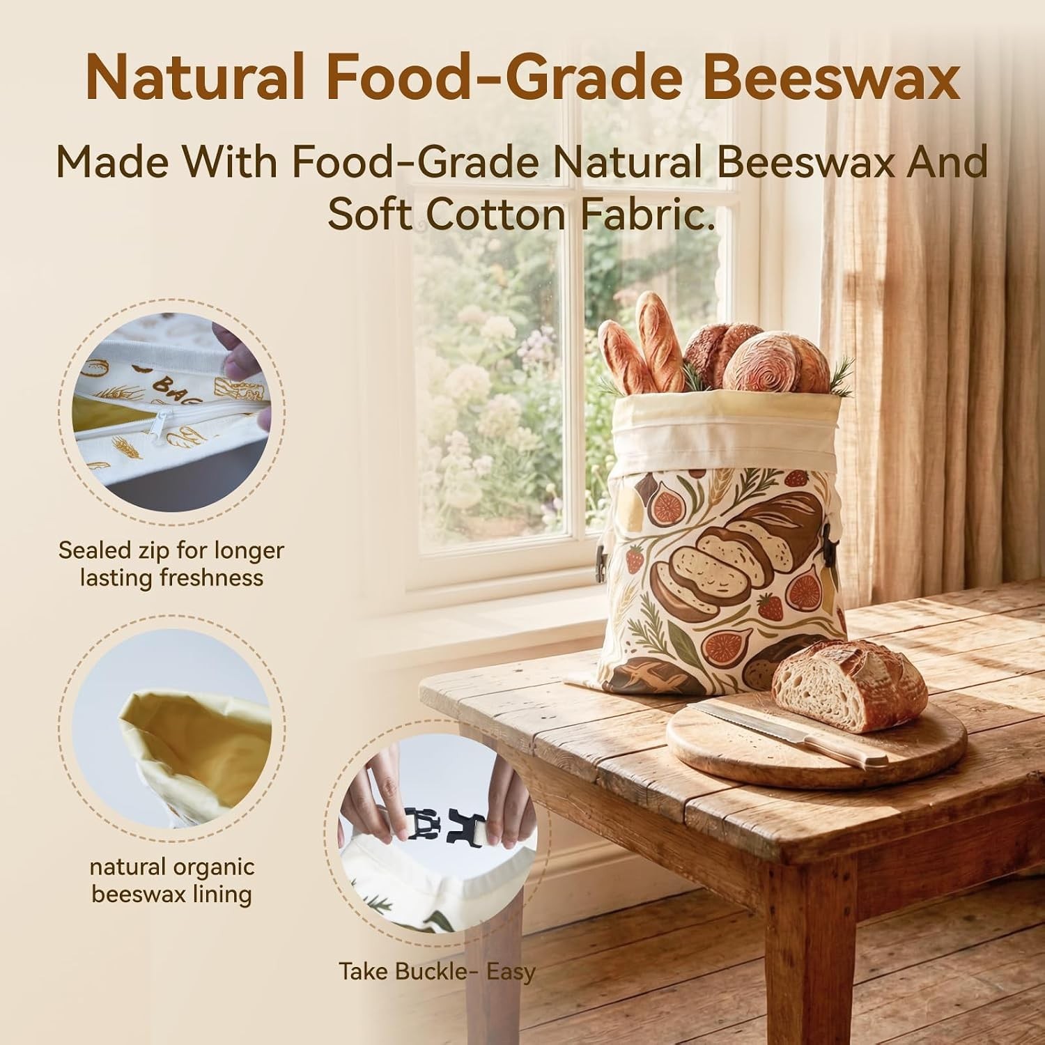 Bread Bags for Homemade Bread – 2 Packs XL Beeswax Bread Bags, 2026 Reusable …