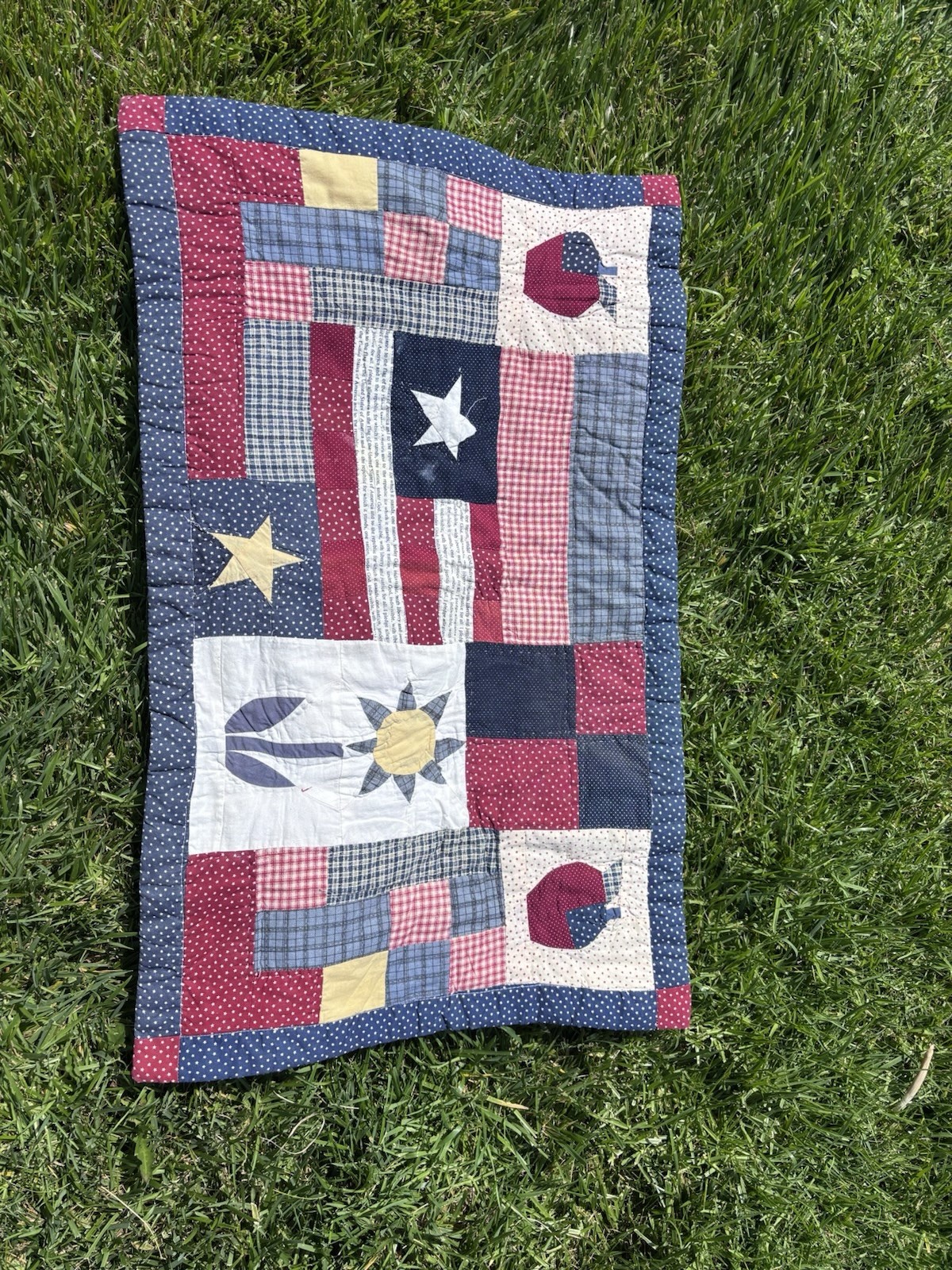 Patriotic Patchwork Crib Quilt, Multicolor, Rectangular, Unisex Baby & Toddler