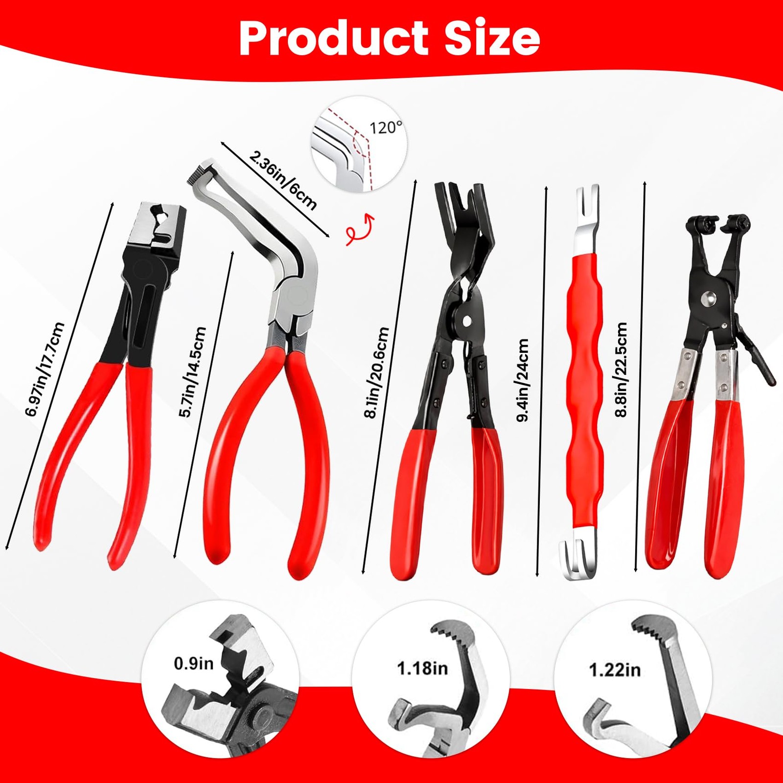 5Pcs Automotive Electrical Disconnect Pliers Kit, Connector Removal Tool, Str…