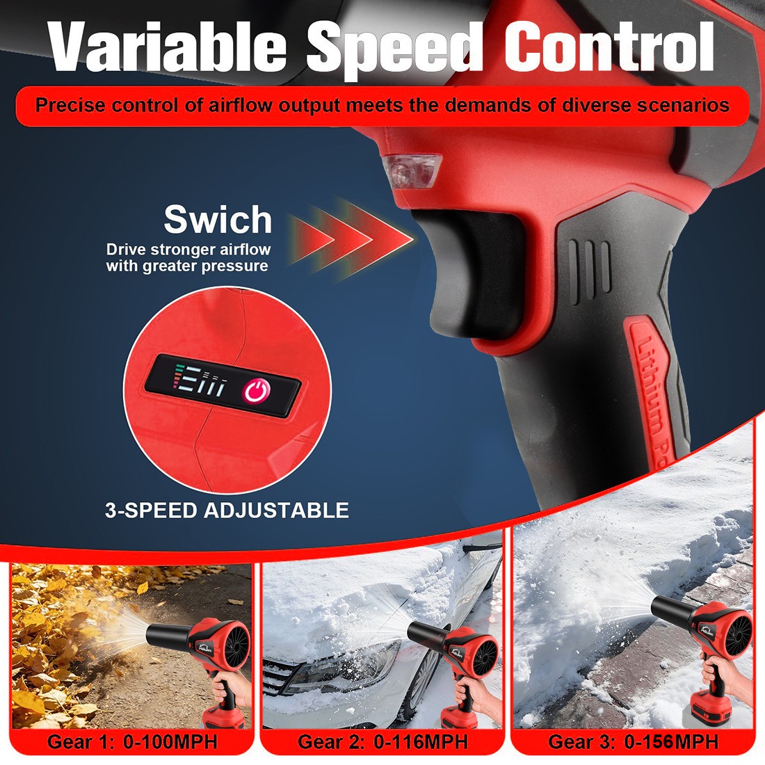 Cordless Leaf Blower for Milwaukee 18V Battery 2in1 Electric Leaf Blower&Vacuum