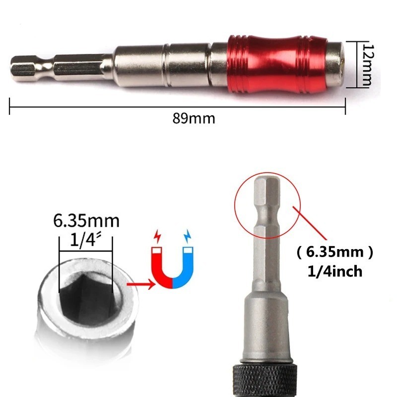 1/4″ Hex Magnetic Screwdriver Bit Holder Extension Rod Quick Change Drill Guide