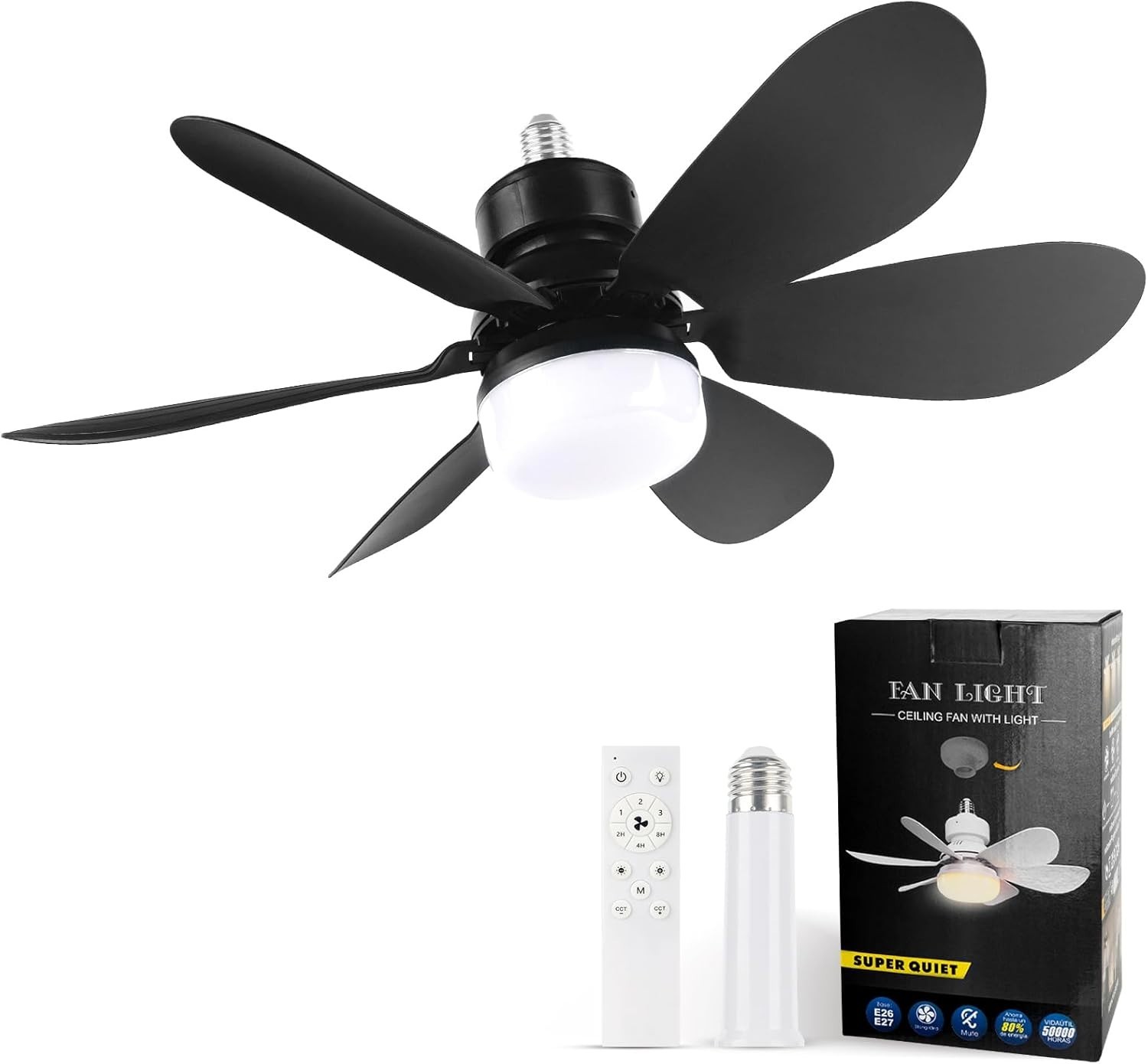 Socket Fan Light Ceiling Fans With Lights And Remote Dimmable LED Ceiling Fan US