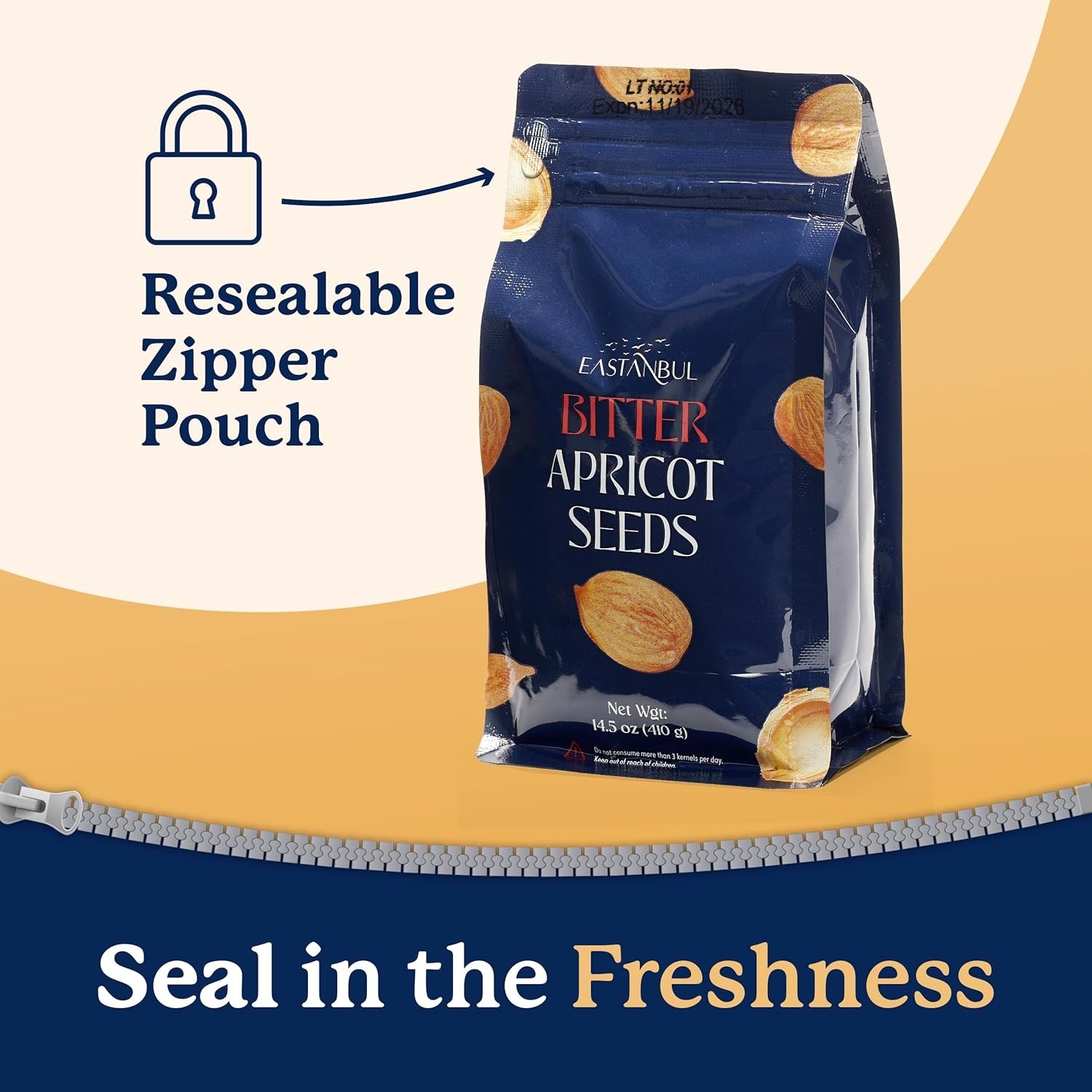 Organic Bitter Raw Apricot Kernel Premium Seeds 14oz Gluten Free Vegan USDA 1 lb
