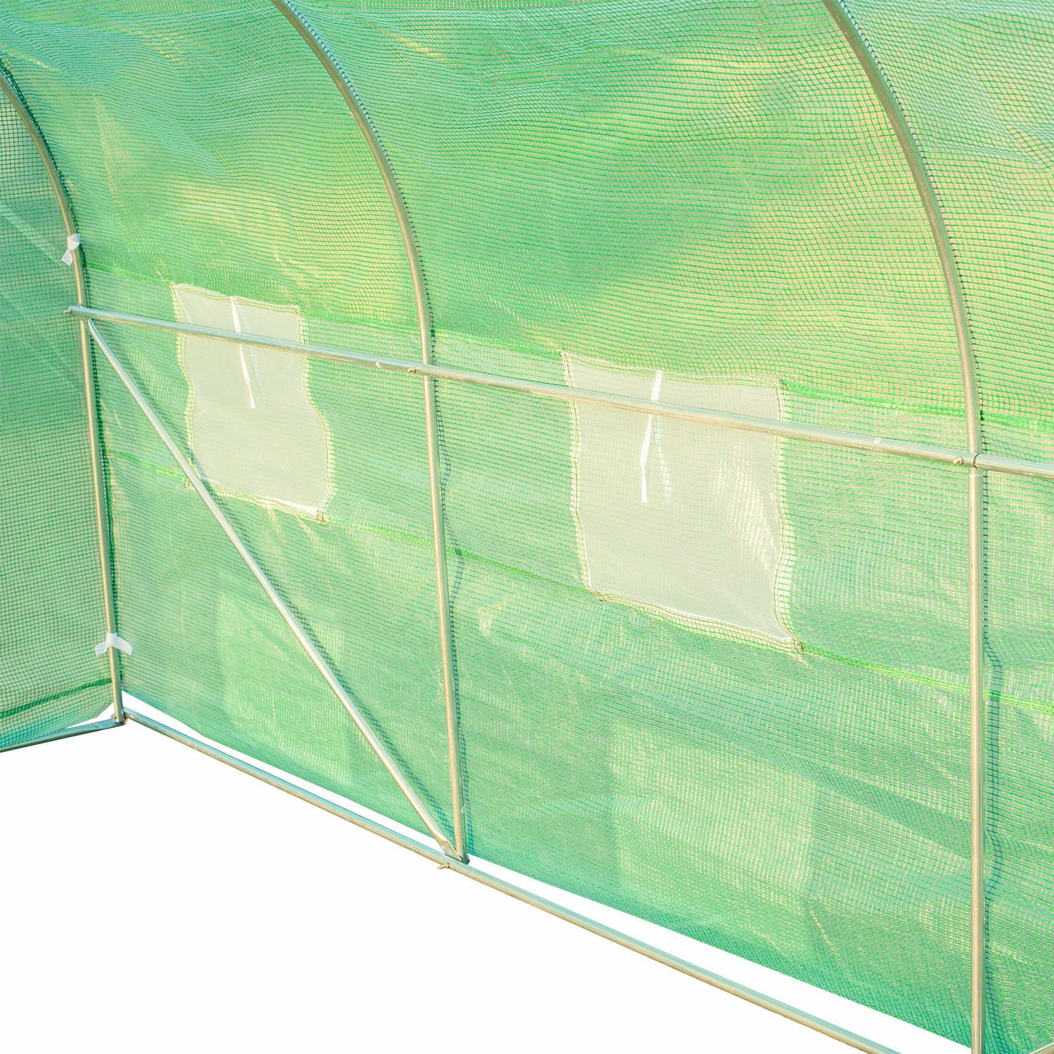 Walk-In Tunnel Greenhouse 11.4 x 9.8 x 6.8 ft Roll-Up Door 6 Windows