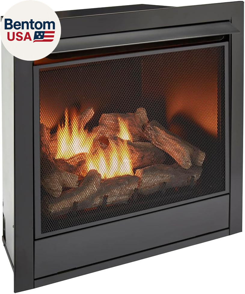Dual Fuel Ventless Gas Fireplace Insert, Remote Control, 9 Fire Logs, Use with N