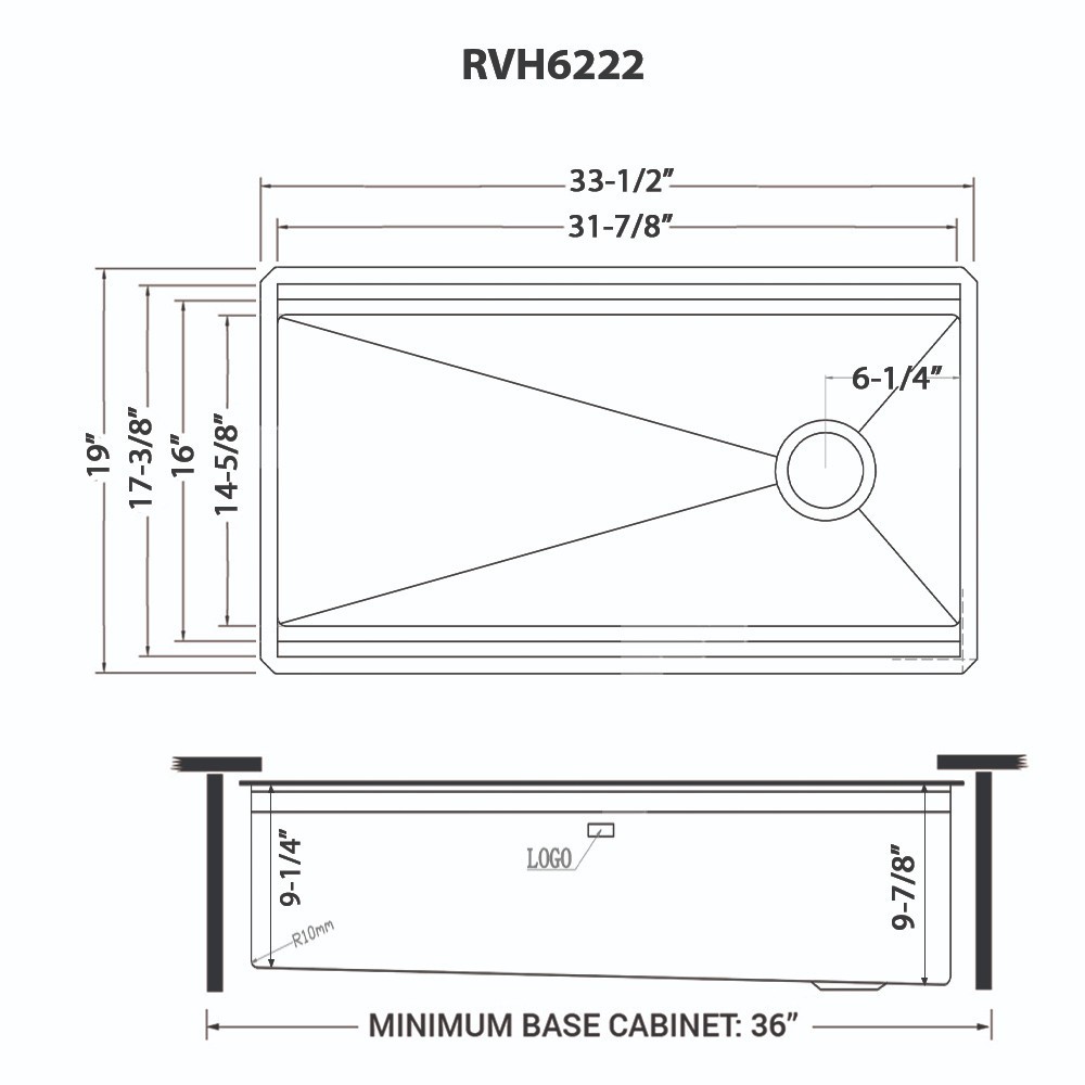 Ruvati 33″ Workstation Two-Tiered Ledge Undermount Kitchen Sink – RVH6222ST
