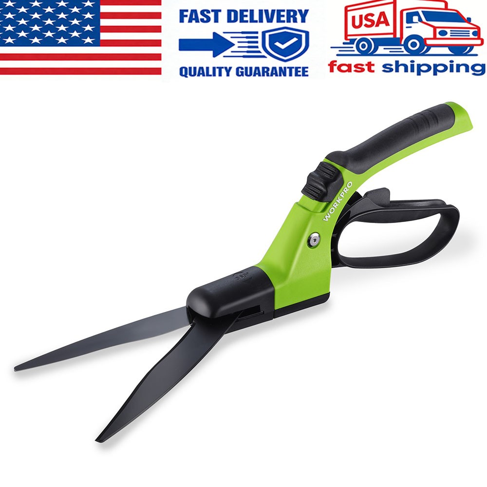 WORKPRO Ultra-Sharp Grass Clippers w/ Swivel Blades 15.4” Manual Grass Shears