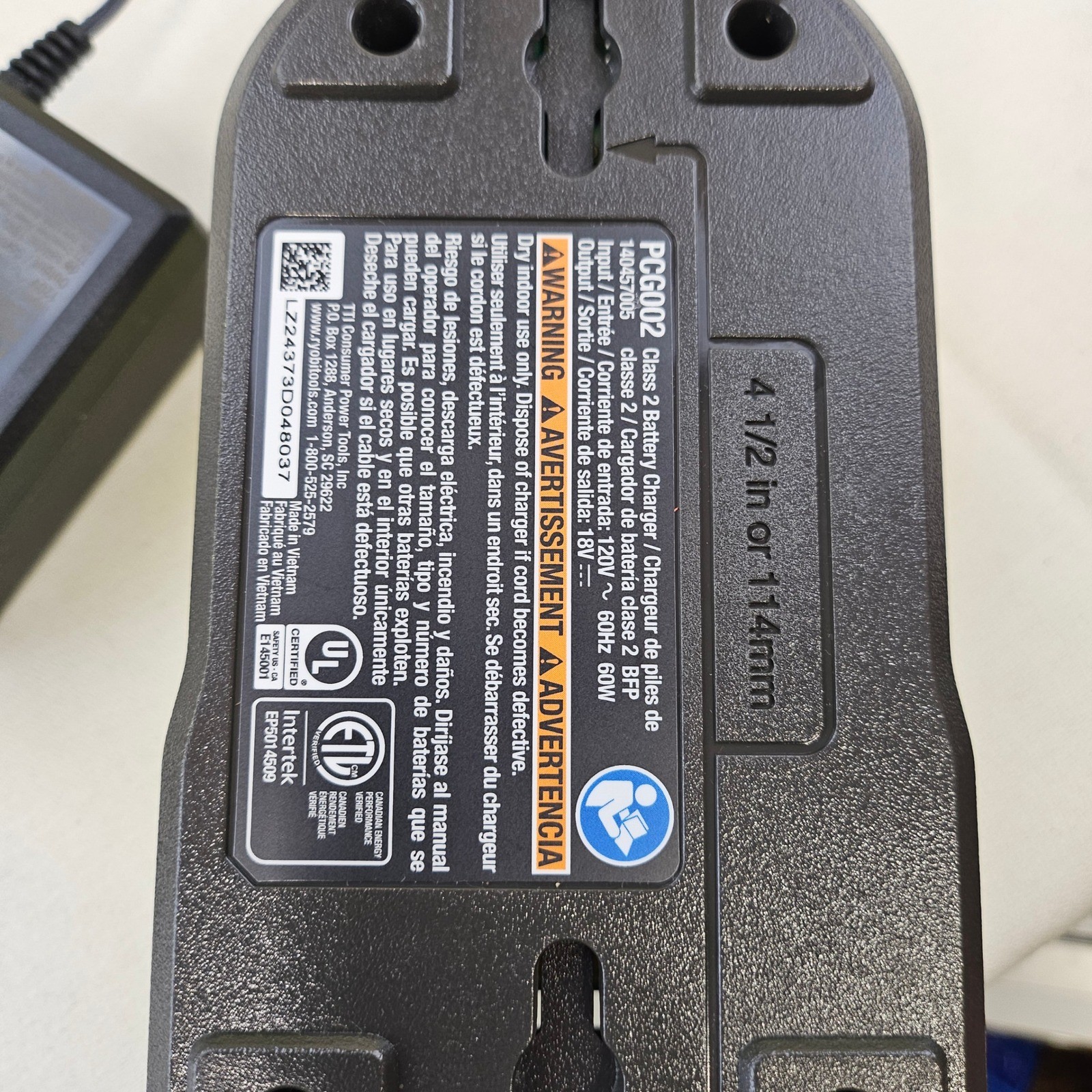 Ryobi PCG002 18V ONE+ Lithium-Ion Battery Class 2 Charger 140457005 Lot of 2