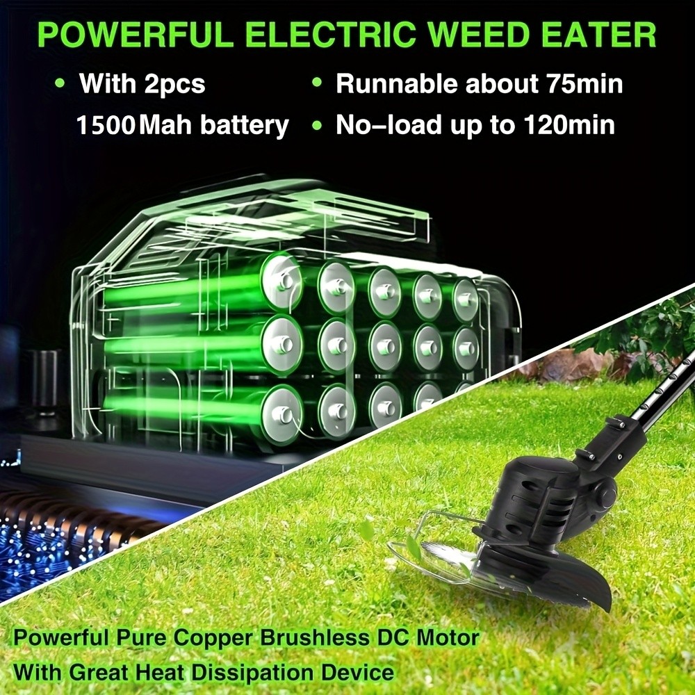 Electric Weed Eater Cordless 2 Weed Wacker Battery Operated 4-in-1 Lawn Trimmer
