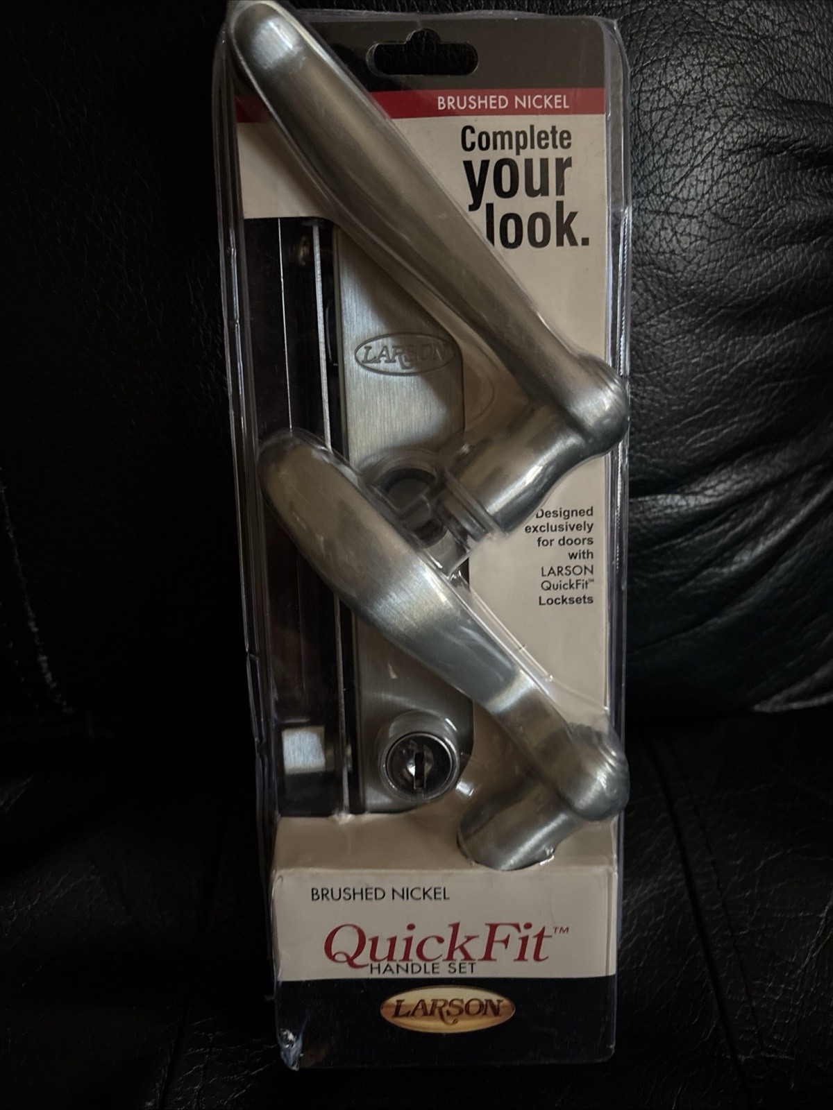 Larson QuickFit Storm Door Handle Set Straight Brushed Nickel NEW SEALED