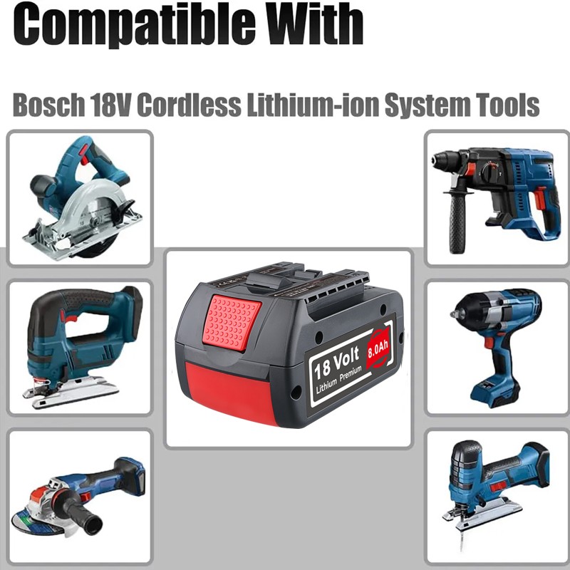 2x 8.0Ah 18V Battery BAT609 Li-ion Battery Drill Fit BAT610 Power Tool for Bosch