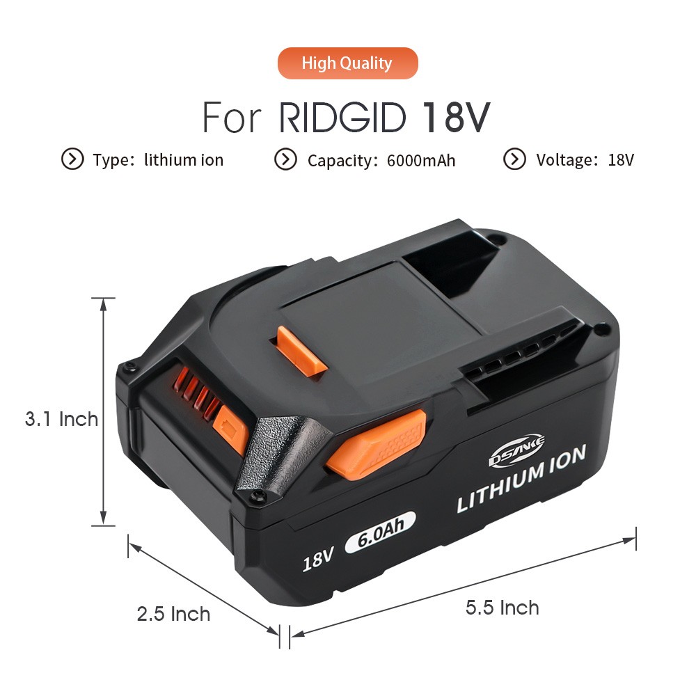 6.0Ah For Ridgid 18V Li-Ion Battery Pack R840083 R840084 R840085 R840086 R840087