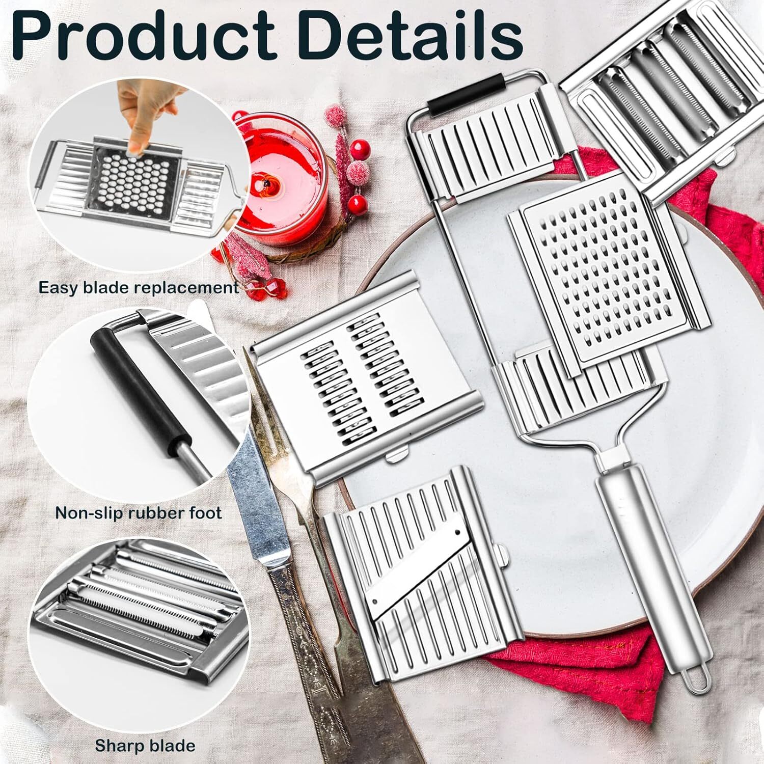 4 in 1 Vegetable Slicer Shredder Grater Cutter Manual Carrot Potato Grater Lot
