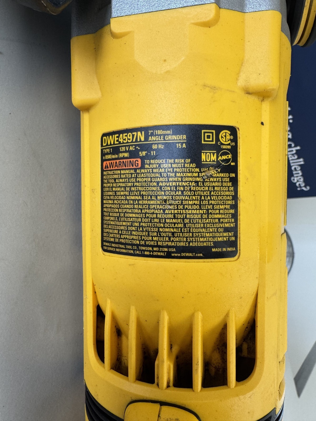 Dewalt DWE4597N 7in Electric Angle Grinder 8500/RPM