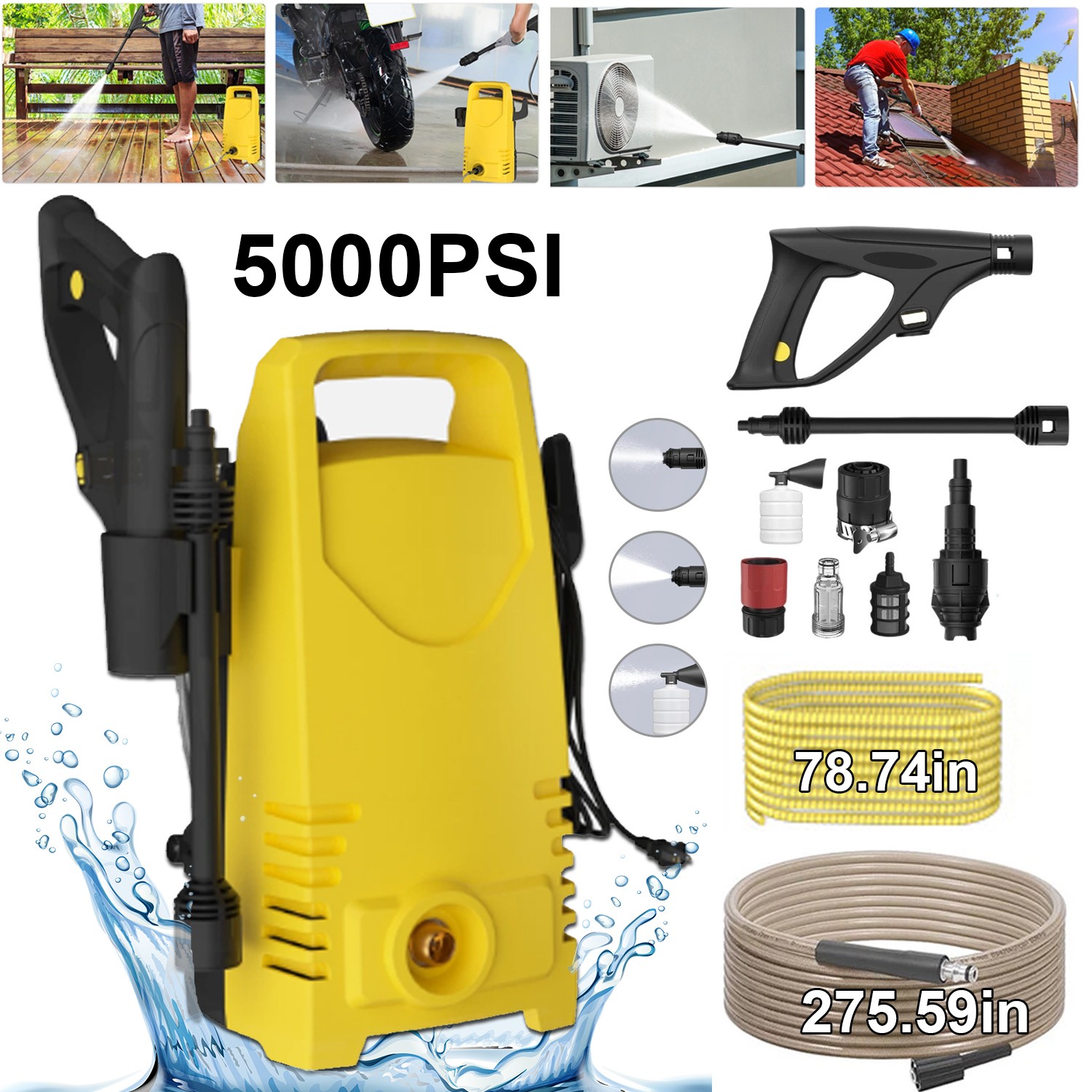 Electric Pressure Washer 5000 PSI High Pressure Washer Portable Powered Washer