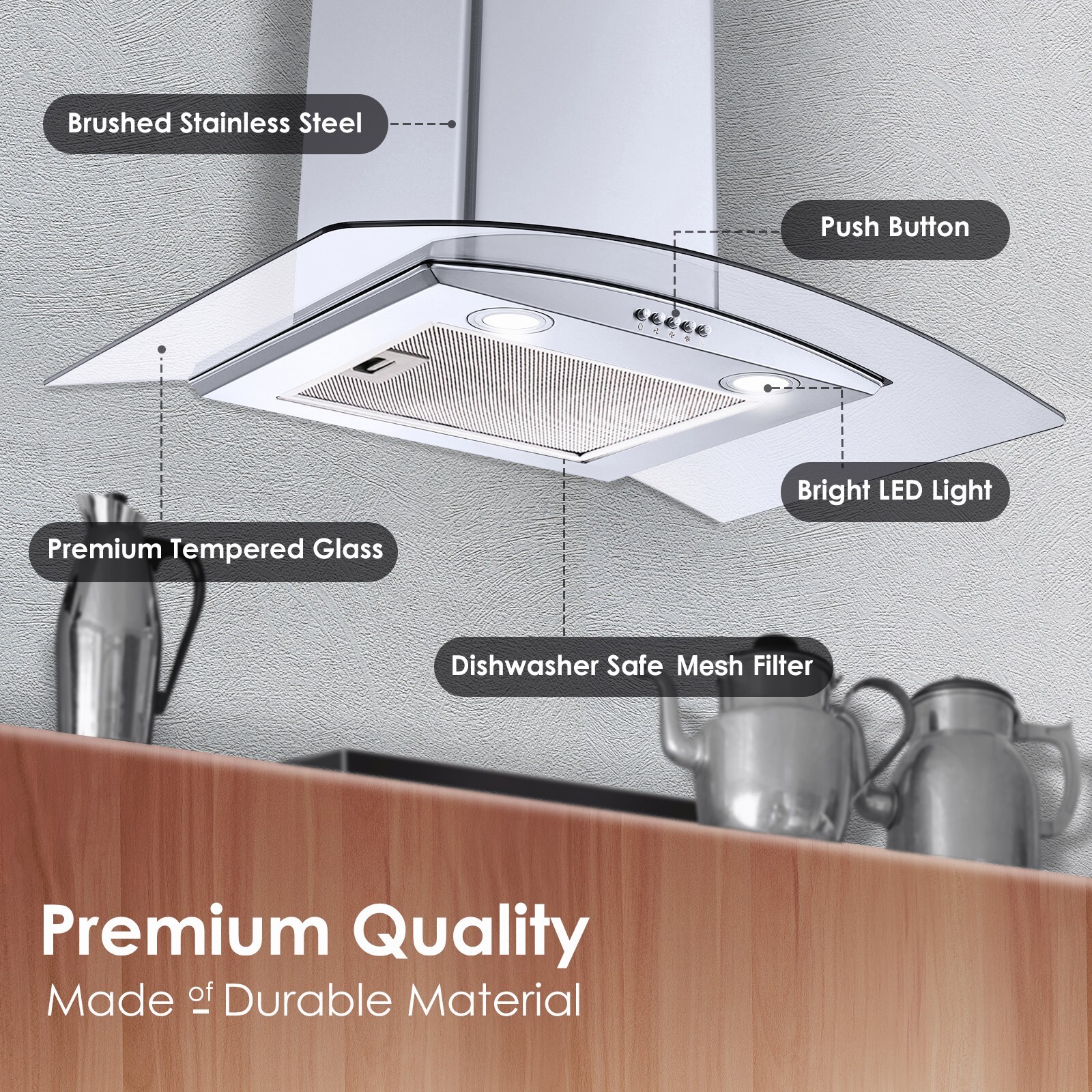 30in Ducted Wall Mount Range Hood Stainless Steel 450CFM Kitchen Stove Vent New