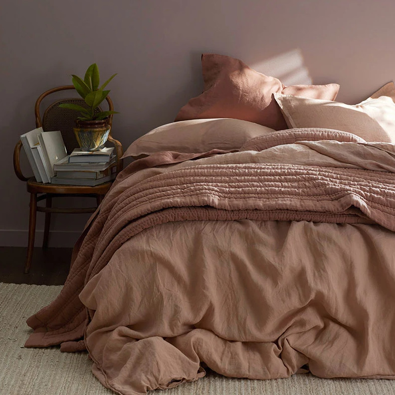 The Company Store Premium Breathable Washed Linen Solid Bed Sheet Set
