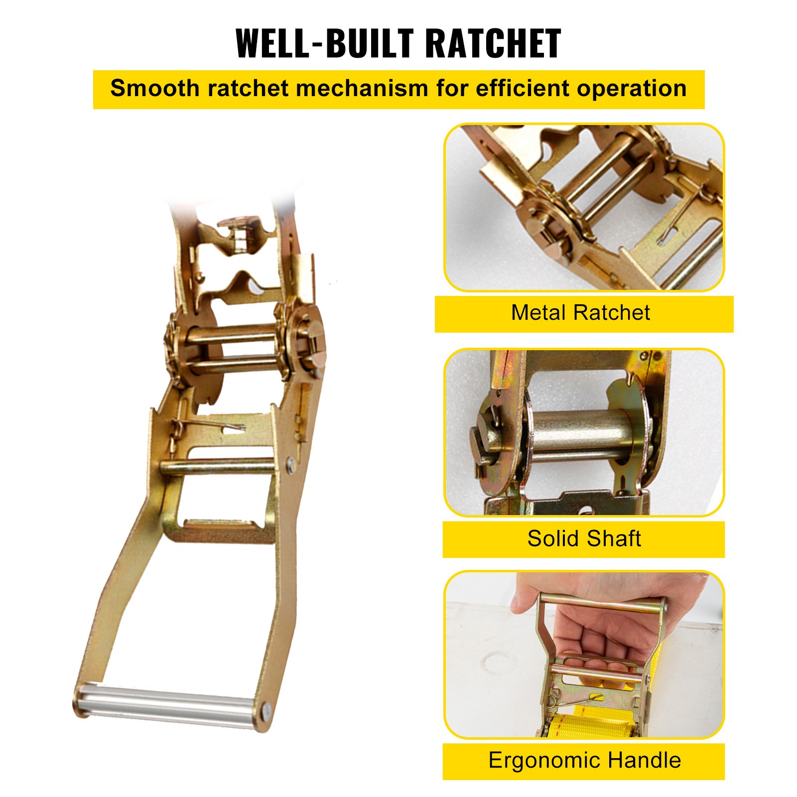 VEVOR 18 Pack E-Track Ratchet 2″ x 15′ Tie Down Strap 4000 lbs Breaking Strength