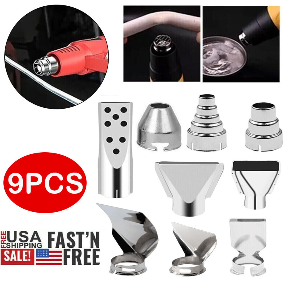 9Pcs Heat Gun Nozzle Kit Hot Air Tool Nozzles Tips Set Accessories Universal DIY
