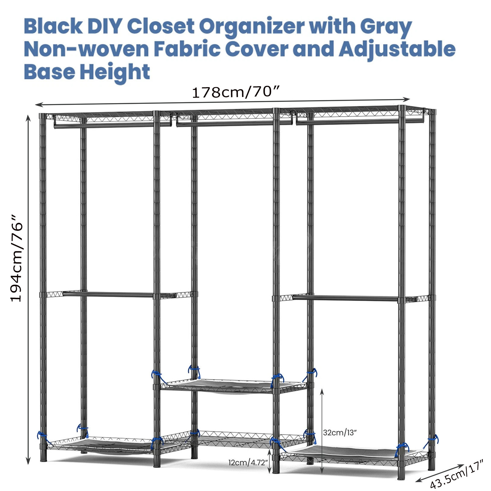 Heavy Duty Garment Rack Large Clothes Rack Freestanding Closet Clothing Shelves
