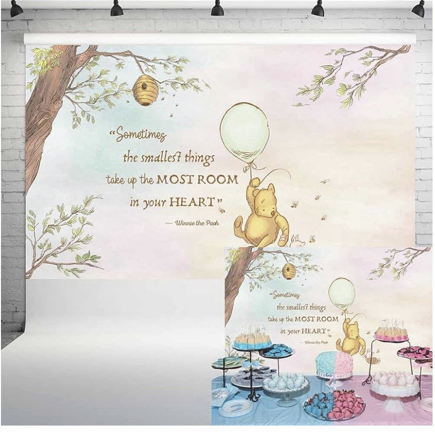 Classic Vintage Pooh Bear Multicolor Party Backdrop Banner Quote 5×3 ft