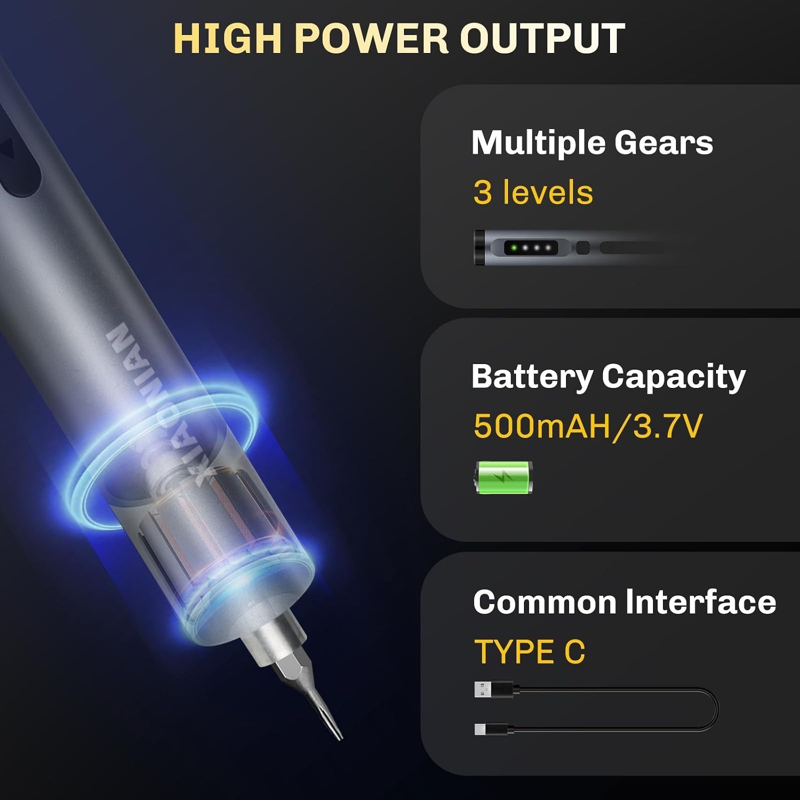 XIAONIAN 3.7V Electric Screwdriver Set 50 in 1 USB Rechargeable