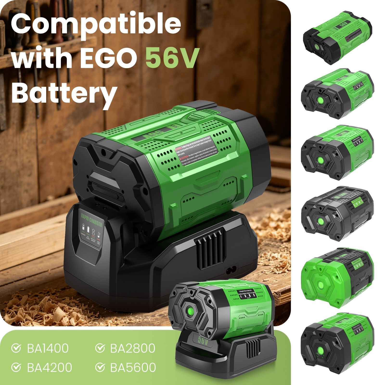 10.0Ah For EGO 56V Lithium Ion Battery / Charger CH2100 BA5600T BA2800T BA1400T