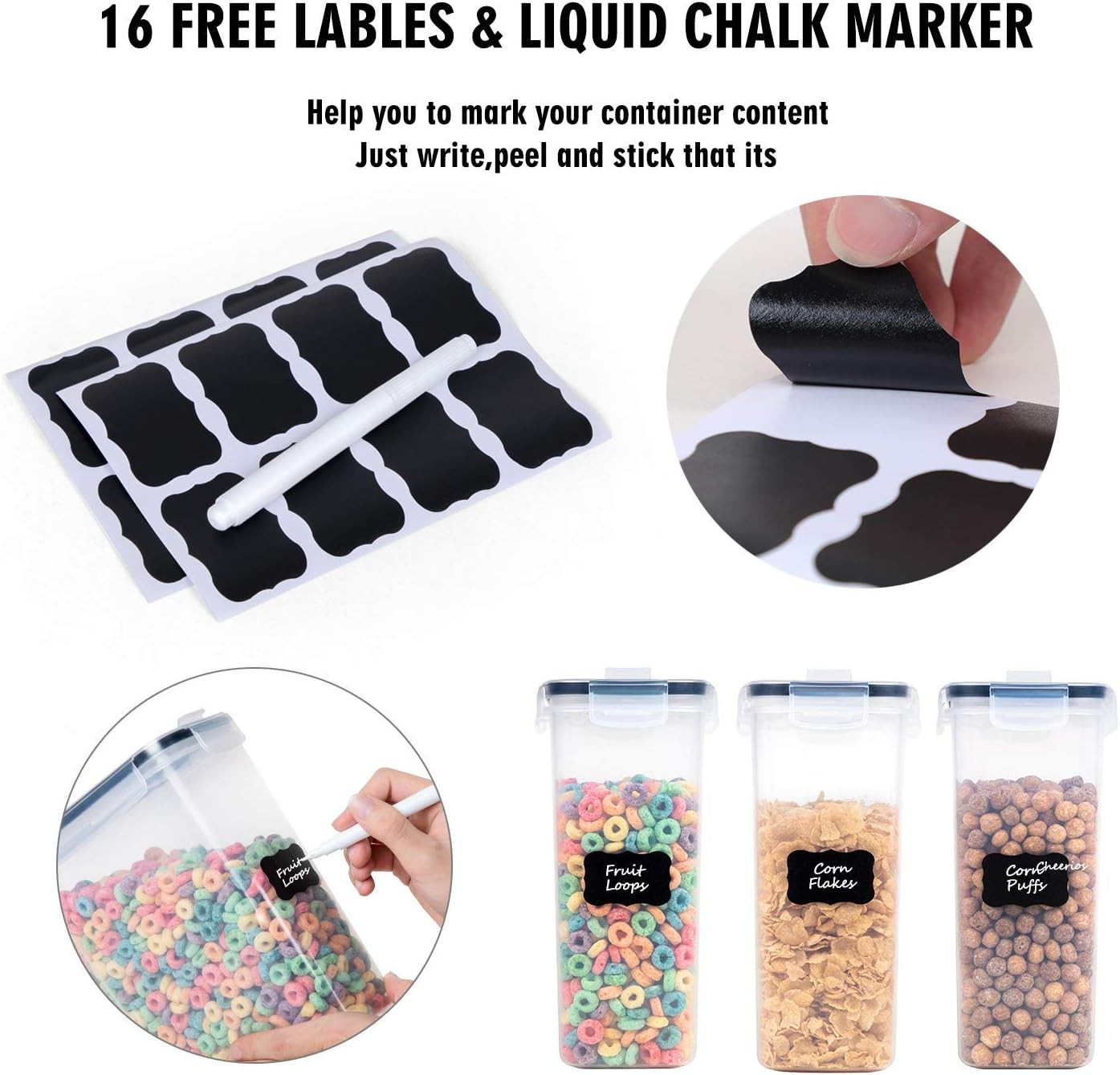 Cereal Containers Storage Set – 3 Piece Airtight Large Dry Cereal Container