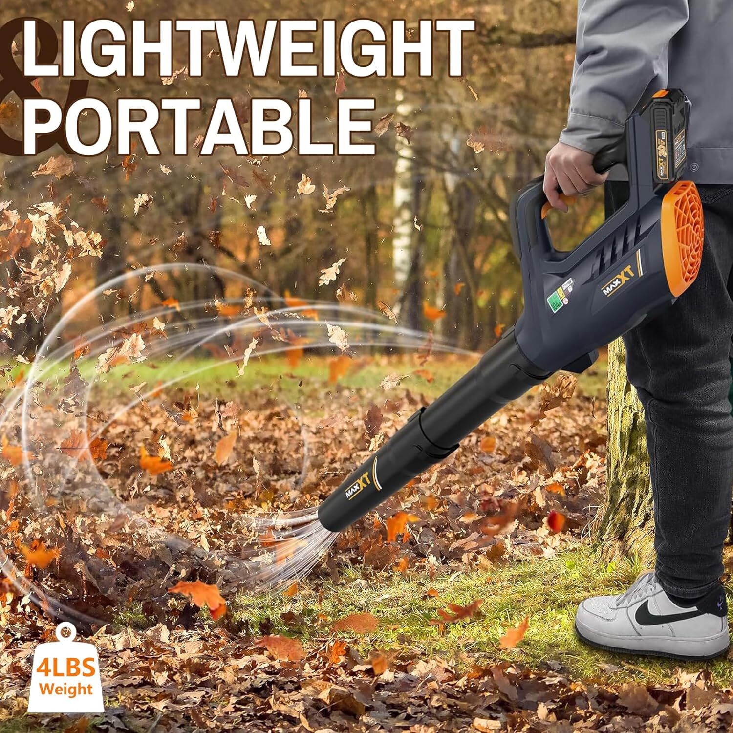 MAXXT 20V Cordless Leaf Blower, 200 MPH, 360 CFM, 2.0Ah Battery, 3 Speed