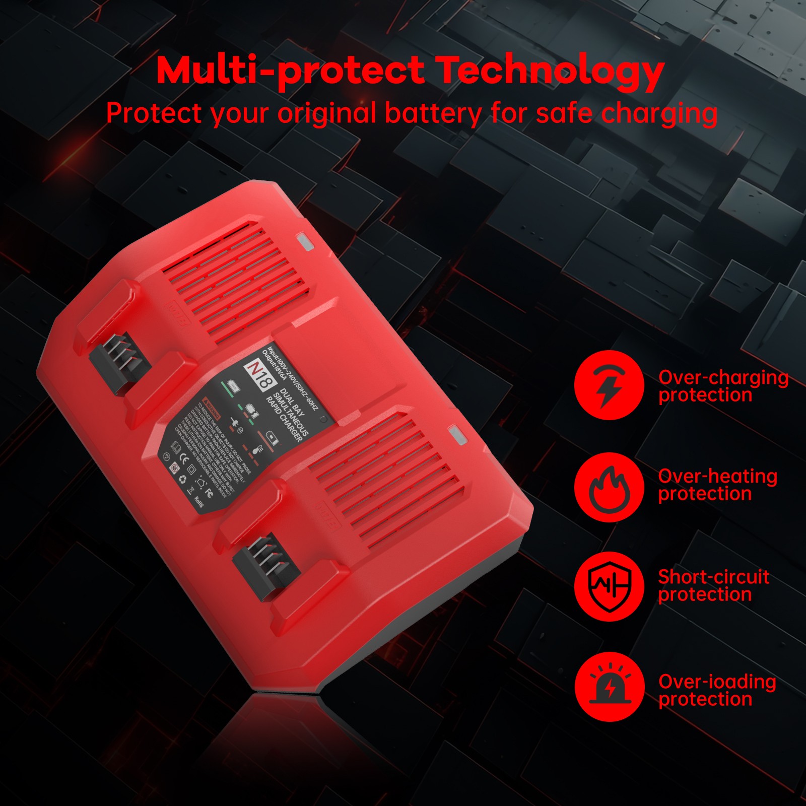 For Milwaukee For M18 Battery For M12 12V Battery Charger-(Not include battery)