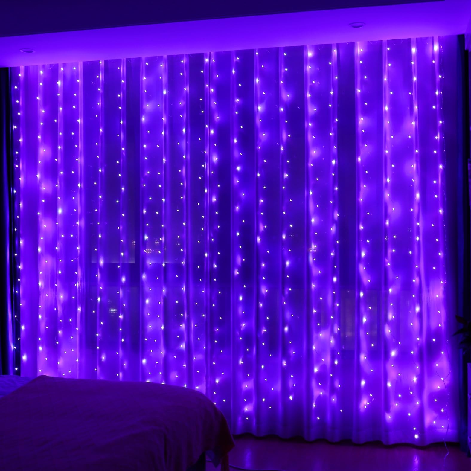 300LED Fairy Curtain Lights, 9.8×9.8Ft USB Plug-in 8 Modes Christmas String H…