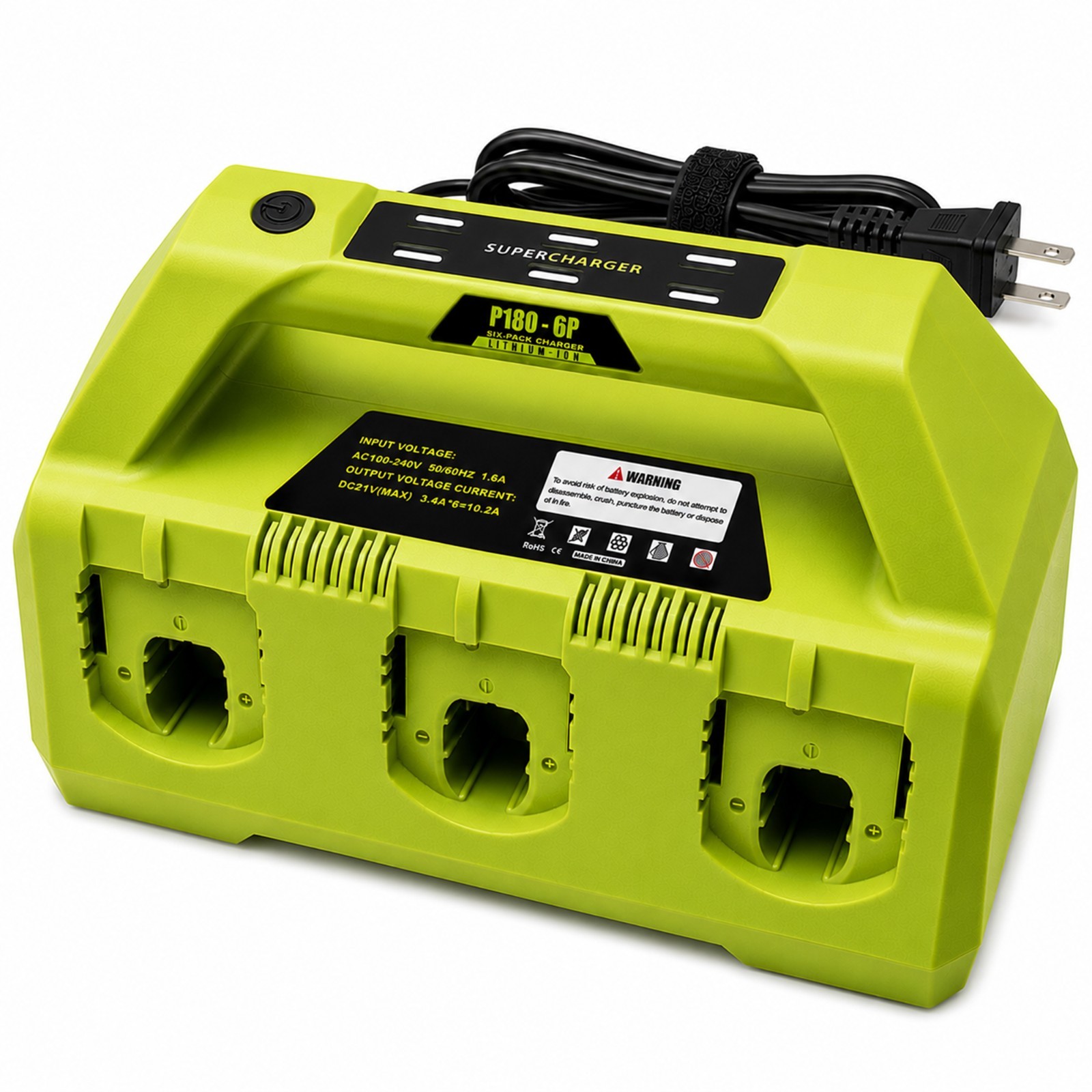 6 Port Fast Battery Charger Compatible with Ryobi 18V P135 PCG005 P118 P108 P190