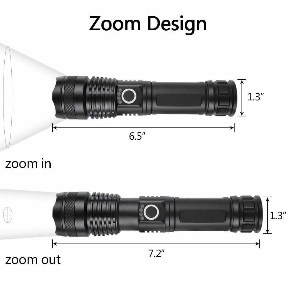 Rechargeable 990000LM LED Flashlight Tactical Police Super Bright Torch Zoomable